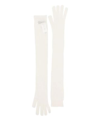 Fabiana Filippi long-fingerless gloves - women - Wool/Viscose/Silk/Cashmere/Elastane/Polyamide/Polyester - One Size - Neutrals