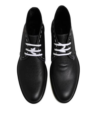 Dolce & Gabbana Mens Black White Leather Ankle Boots Shoes And