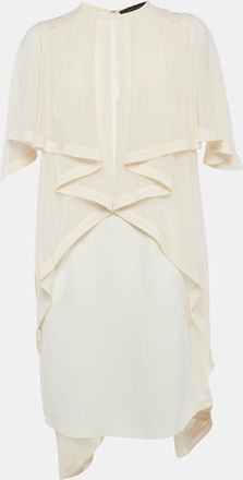Elie Saab Cream Silk And Crepe Ruffled Mini Dress