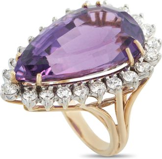 Luxury Bazaar 14K Rose Gold 1.84ct Diamond and Amethyst Ring MF05-050126