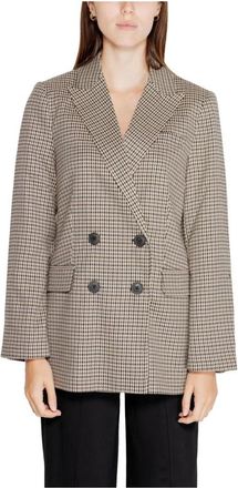 Only Beige Houndstooth Blazer Voorzakken - Dames - Blazers - Beige - XS - Polyester - Jassen