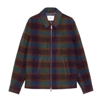 Les Deux Check Wool Zipper Coach - Heren - Zomerjassen - Groen - S - Wol - Jassen