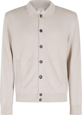 Eleventy Neutral Front-Button Cotton-Blend Cardigan