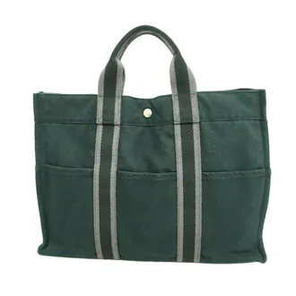 Herm&egrave;s Black Canvas Tote Bag (Pre-Owned)