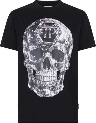 Philipp Plein Jersey T-shirt Glass Skull - Heren - T-shirts - Zwart - 2XL - Katoen - Tops