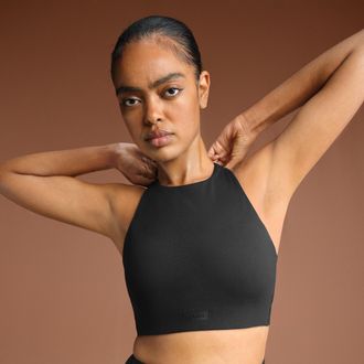 Nike Womens SKIMS Matte High-Neck Bra in Black | BRSPT2727-OBD