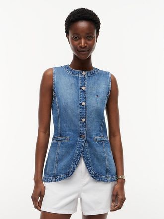 Tommy Hilfiger Womens Denim Vest - Blue - XXS