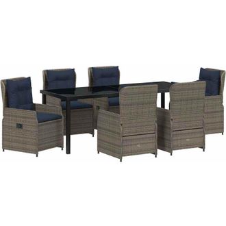 vidaXL Conjunto De Comedor De Jard&iacute;n Con Coj&iacute;n 7 Pcs Gris Polirat&aacute;n Vidaxl