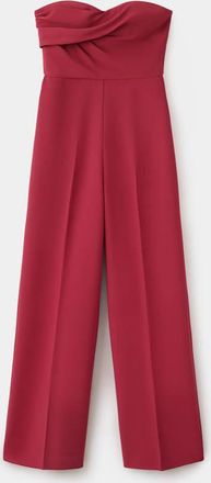 Mango Tuta monospalla con scollo a cuore arricciato rosso - Donna - XS - MANGO