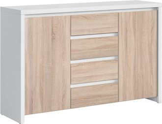 Petits Meubles Aparador 2 puertas 4 cajones estratificado marr&oacute;n Blanco