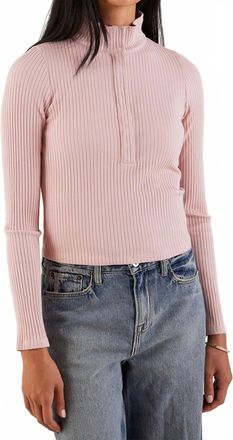 NSF Aii Rib Long Sleeve Crop Snap Polo In Dust