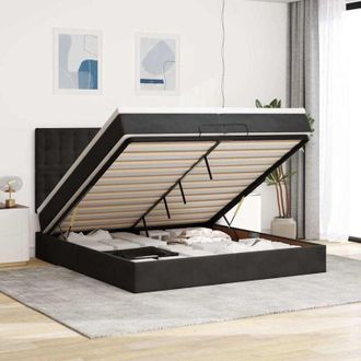 vidaXL Estructura De Cama Otomana Colchones Terciopelo Negro 200x200cm Vidaxl