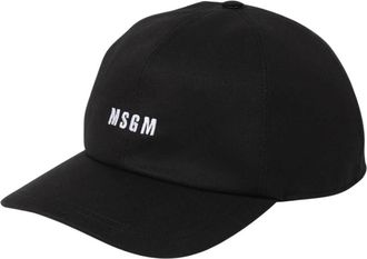 Msgm Geborduurd Logo Baseballpet - Heren - Petten - Zwart - ONE Size - Katoen - Accessoires