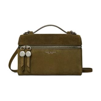Tory Burch Slim Romy Su&egrave;de Handtas - Dames - Handtassen - Groen - ONE Size - Su&egrave;de - Tassen
