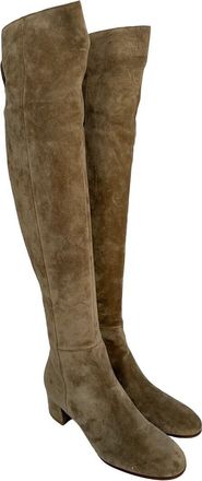 Gianvito Rossi Womens Suede Almond-Toe Knee-High Boot (Authentic Pre-Loved)