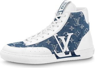 Louis Vuitton Charlie Ankle Sneakers White with Blue Denim 1AA47F