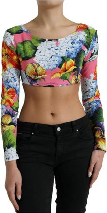 Dolce & Gabbana Bloemen Elegance Crop Blouse - Dames - Longsleeves - Veelkleurig - S - Tops