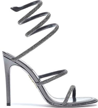 Rene Caovilla Dark Grey Leather Sandals