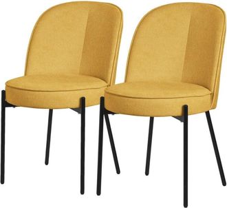 ML Design Ml-design Juego 2x Sillas De Comedor En Color Mostaza, Poli&eacute;ster Tapizado Con Patas De Metal Asiento Acolchado Con Respaldo Semi-redondo Dise&ntilde;o Atempo