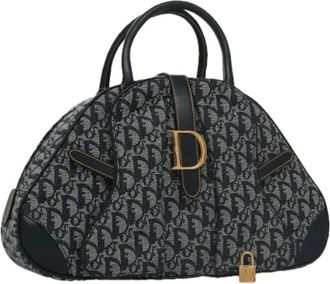Dior Pre-owned Handbags, female, Blue, Size: ONE SIZE Pre-owned Vintage Trotter Canvas Hand Bag
