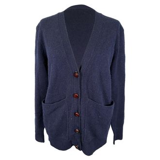 Joseph Buttoned Cardigan in Navy Blue Wool