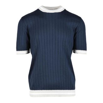 Eleventy Round-neck Knitwear, male, Blue, Size: 2XL Round-neck Knitwear
