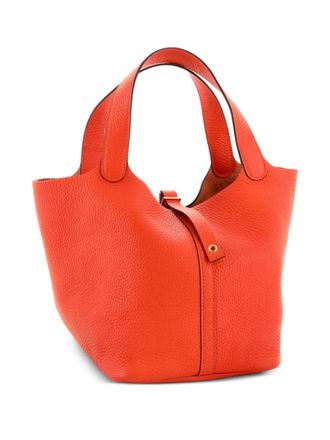Herm&egrave;s Picotin Lock Bag Clemence MM bucket bag - women - Calf Leather - One Size - Orange