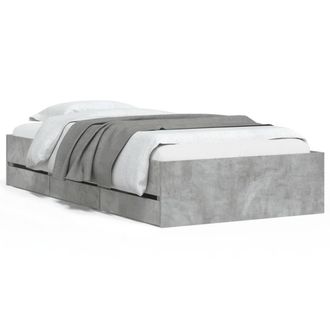 Berkfield Home Bed Frame with Drawers without Mattress Concrete Grey 90x190 cm Single