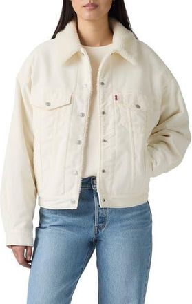 Levi's 90s Faux Shearling Lined Corduroy Jacket in Egret at Nordstrom Rack, Size X-Small