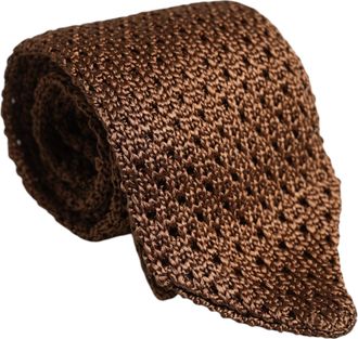 Dolce & Gabbana Bruine 100% Zijde Verstelbare Stropdas Mannen Accessoire Maak