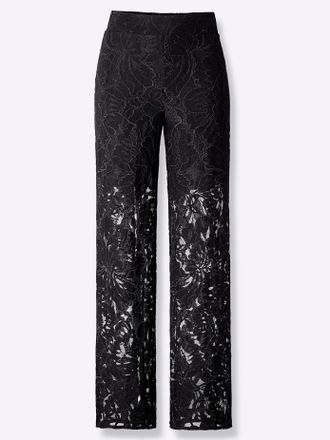 Heine Palazzohose HEINE, Damen, Gr. 44, Normalgr&ouml;ssen, schwarz, 48% Baumwolle, 47% Polyamid, 5% Elasthan, unifarben, lang, Hosen Palazzohose