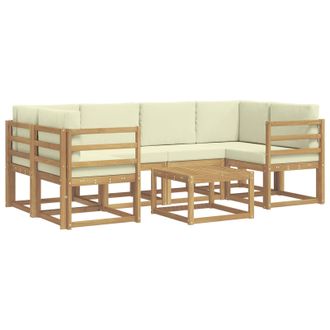 vidaXL Conjunto De Sof&aacute;s De Exterior Con Coj&iacute;n 7 Pcs Blanco Y Crema Vidaxl