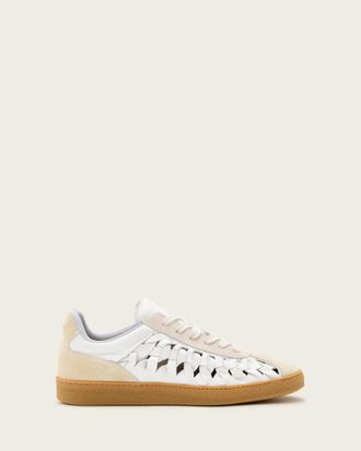 AllSaints Velma Low Top Round Toe Woven Leather Sneakers