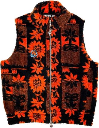 Chopova Lowena Fleece gilet met zonnebloem - Oranje
