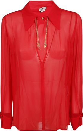 Elisabetta Franchi Pointed Collar Charm Georgette Shirt