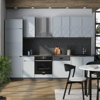 Vicco Cucina componibile Fame-Line, Azzurro-grigio/antracite, 300 cm senza piano di lavoro, Vicco