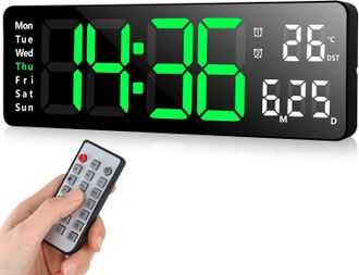 OEM Reloj De Pared Digital Led Con Alarma Positiva, Cron&oacute;metro De Cuenta Regresiva, Brillo Ajustable Por Usb Con Control Remoto Para Sala De Estar, Cocina