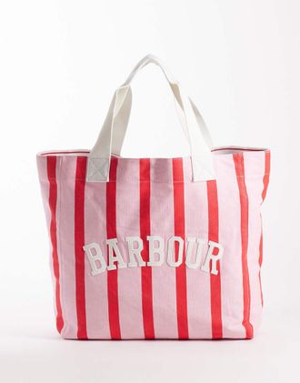 Barbour Emily - Borsa shopping rosa a righe con logo
