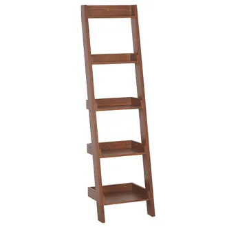 Beliani Estanter&iacute;a De Madera Oscura 5 Niveles Librer&iacute;a Inclinada Moderno Contempor&aacute;neo Mobile Duo