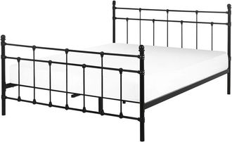 Beliani Cama De Metal Negra 140 X 200 Cm Con Cabecero Decorativo Dise&ntilde;o Moderno Lynx
