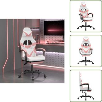 vidaXL The Living Store Sedia da Gaming Girevole Poggiapiedi Bianca e Rosa Similpelle - Sedia girevole