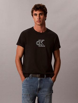 Calvin Klein Camiseta De Punto Pesado Con Aplique Con Logo