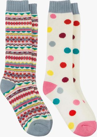 Totes Womens Totes Toasties WELLY BOOT SOCKS (Twin Pack) Womens Socks Multi