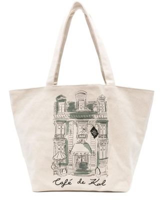 Karl Lagerfeld Borsa tote in tela reversibile - Toni neutri