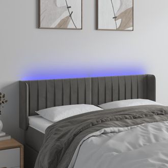 vidaXL Cabecero Con Led De Terciopelo Gris Oscuro 147x16x78/88 Cm Vidaxl
