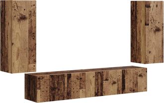 vidaXL Conjunto De Mueble Para Tv De Pared 4 Uds. Madera Vieja Vidaxl