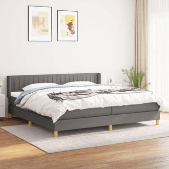 vidaXL Vidaxl - Cama Box Spring Con Colch&oacute;n Tela Gris Oscuro 200x200 Cm