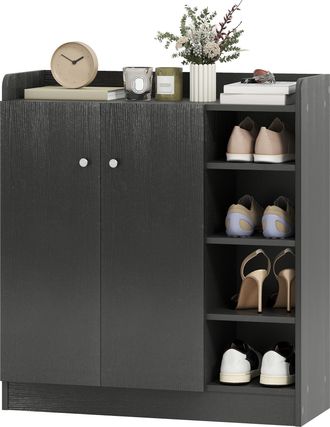 HOMCOM Homcom - Scarpiera Nero Salvaspazio E Moderna In Legno 12 Paia Scarpe