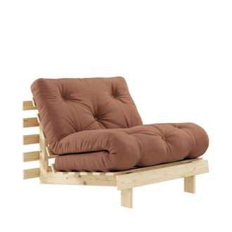 Karup Design Sill&oacute;n cama 90x200cm de madera natural y tejido - Arcilla