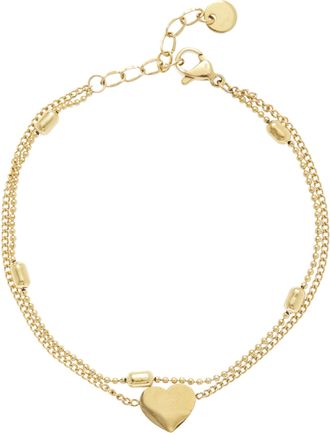 Lascana Fusskette LASCANA Mit Herzanh&auml;nger, Damen, Gr. Edelstahl, vergoldet, gl&auml;nzend, Fussketten Fusskette, Aus vergoldetem Edelstahl